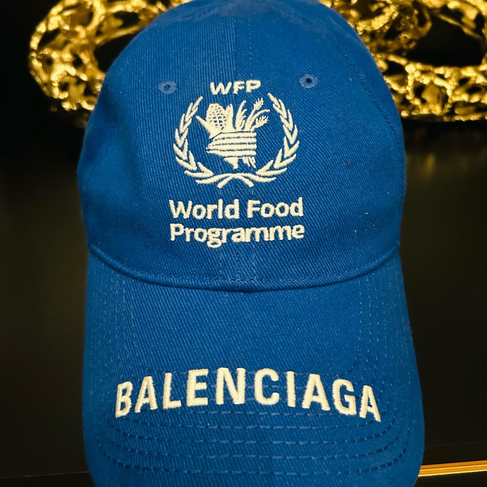 Balenciaga Blue World Food Programme Cap adjustable authentic!